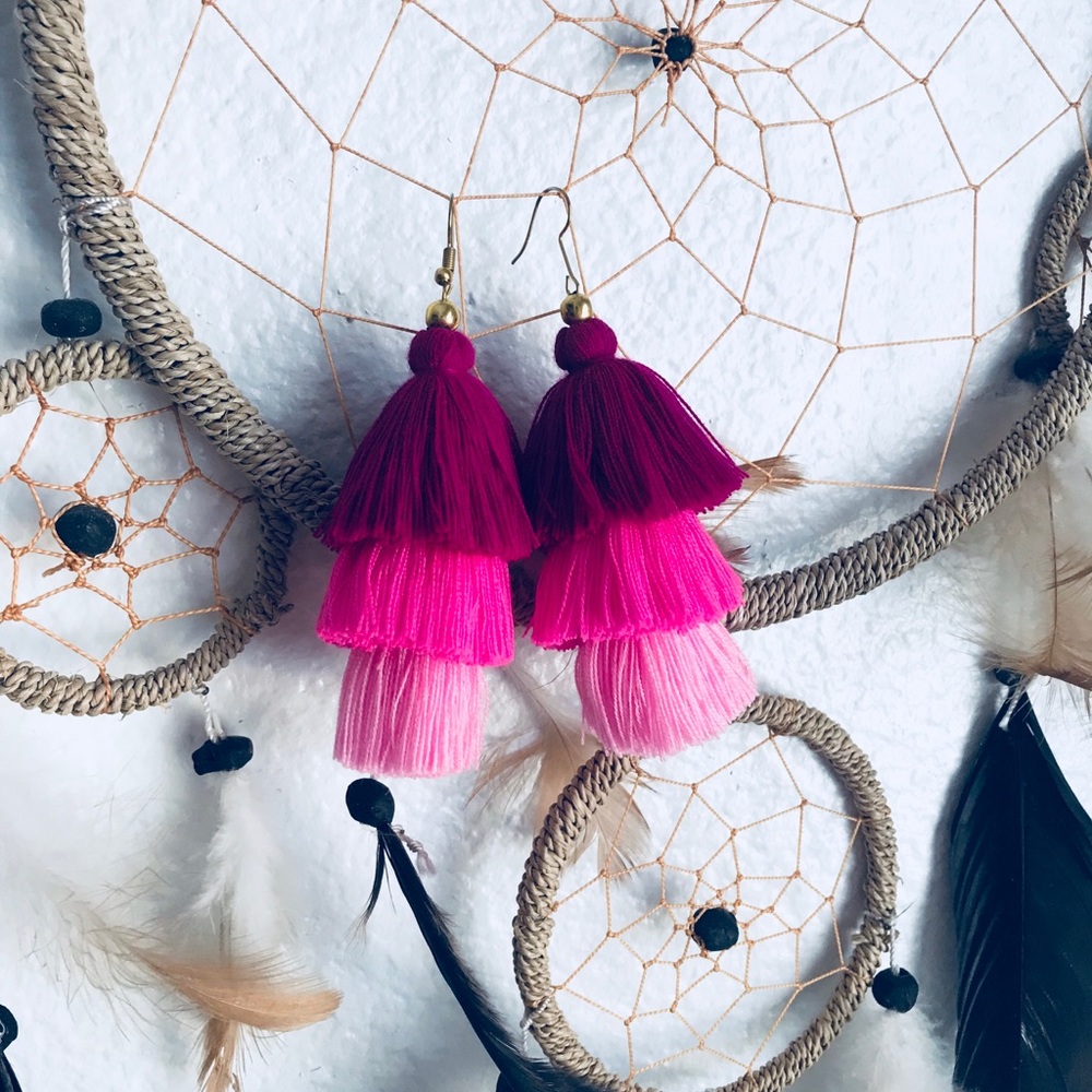 Pink Tassle Earrings